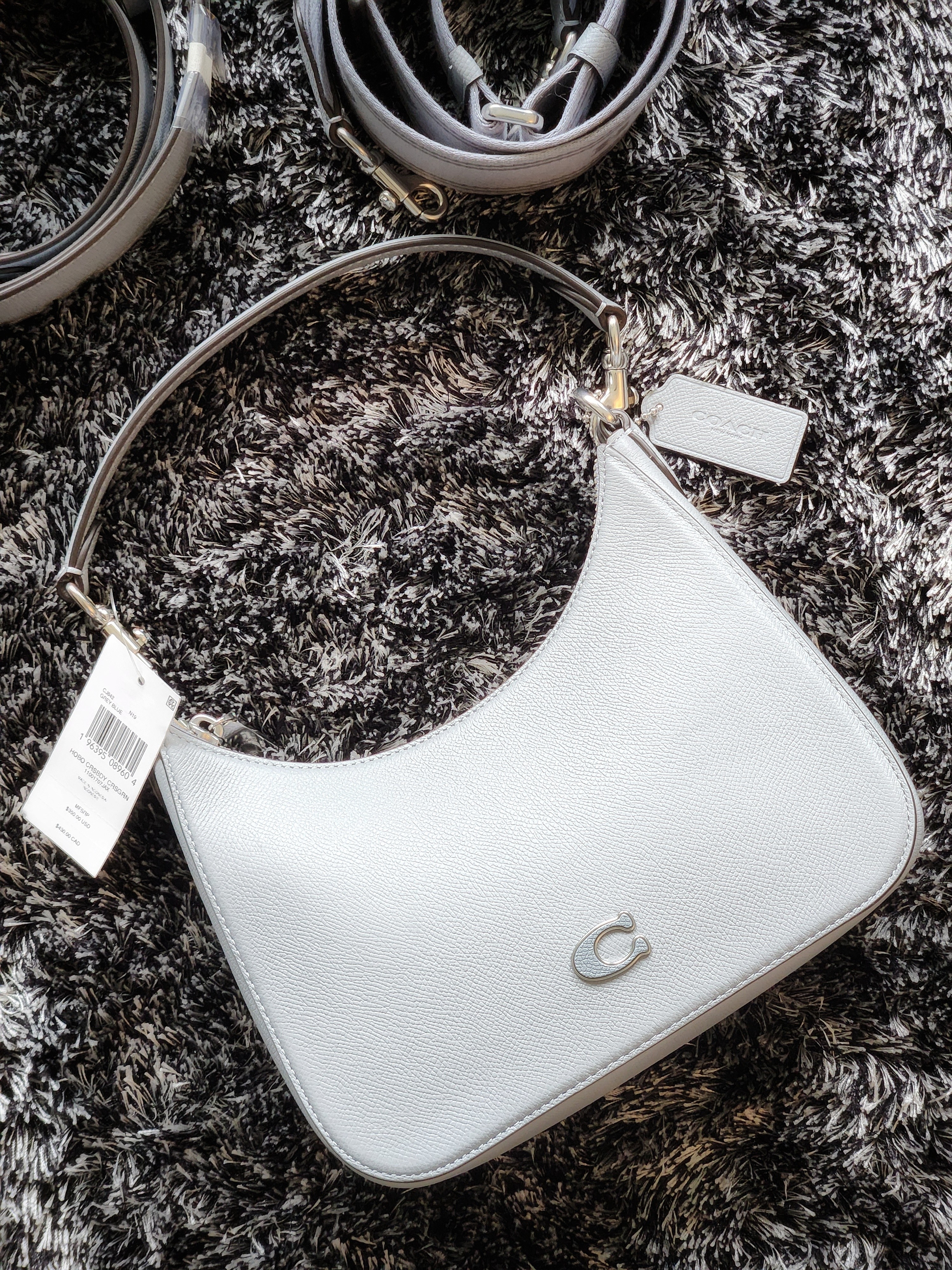 Nwt Authenthic Coach Hobo Crossbody Bag In Grey Blue